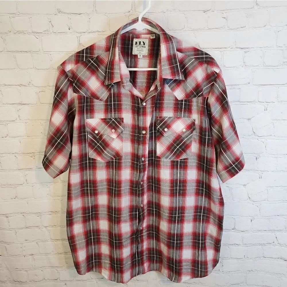 Men's Ely Cattleman pearl snapped shirt, size XL